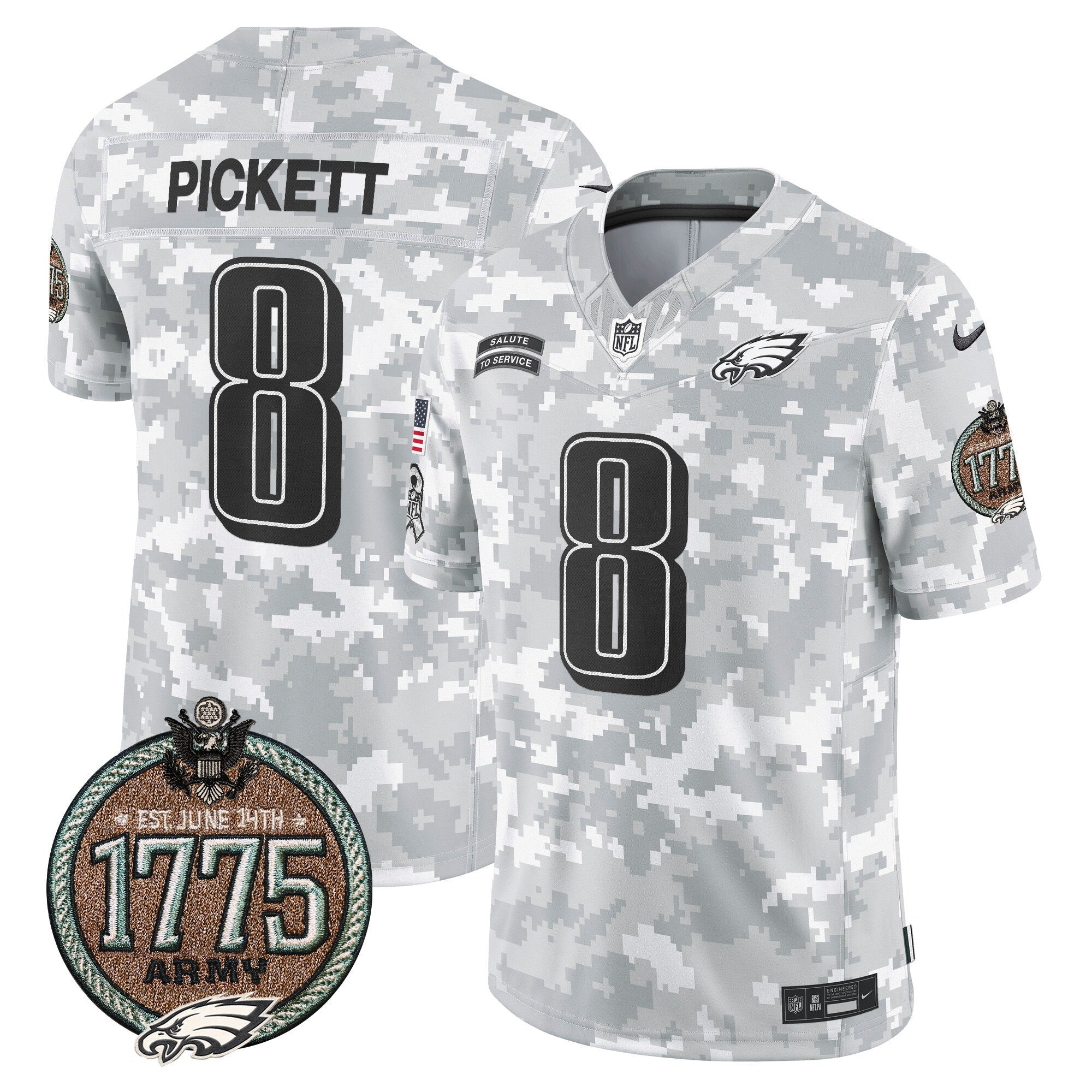 Men's Eagles 2024 Salute to Service Establishment Year Patch Vapor Limited Jersey - All Stitched