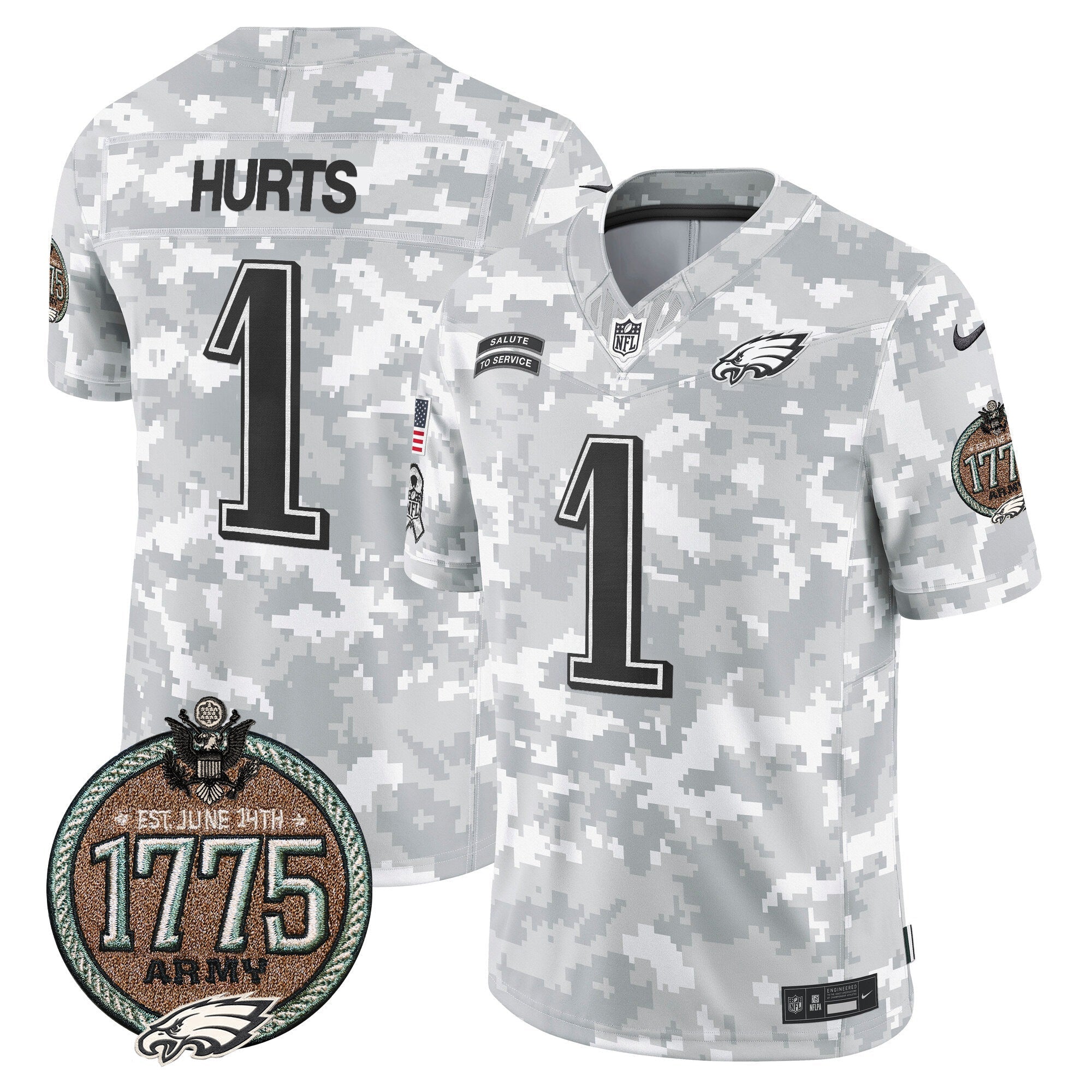 Men's Eagles 2024 Salute to Service Establishment Year Patch Vapor Limited Jersey - All Stitched