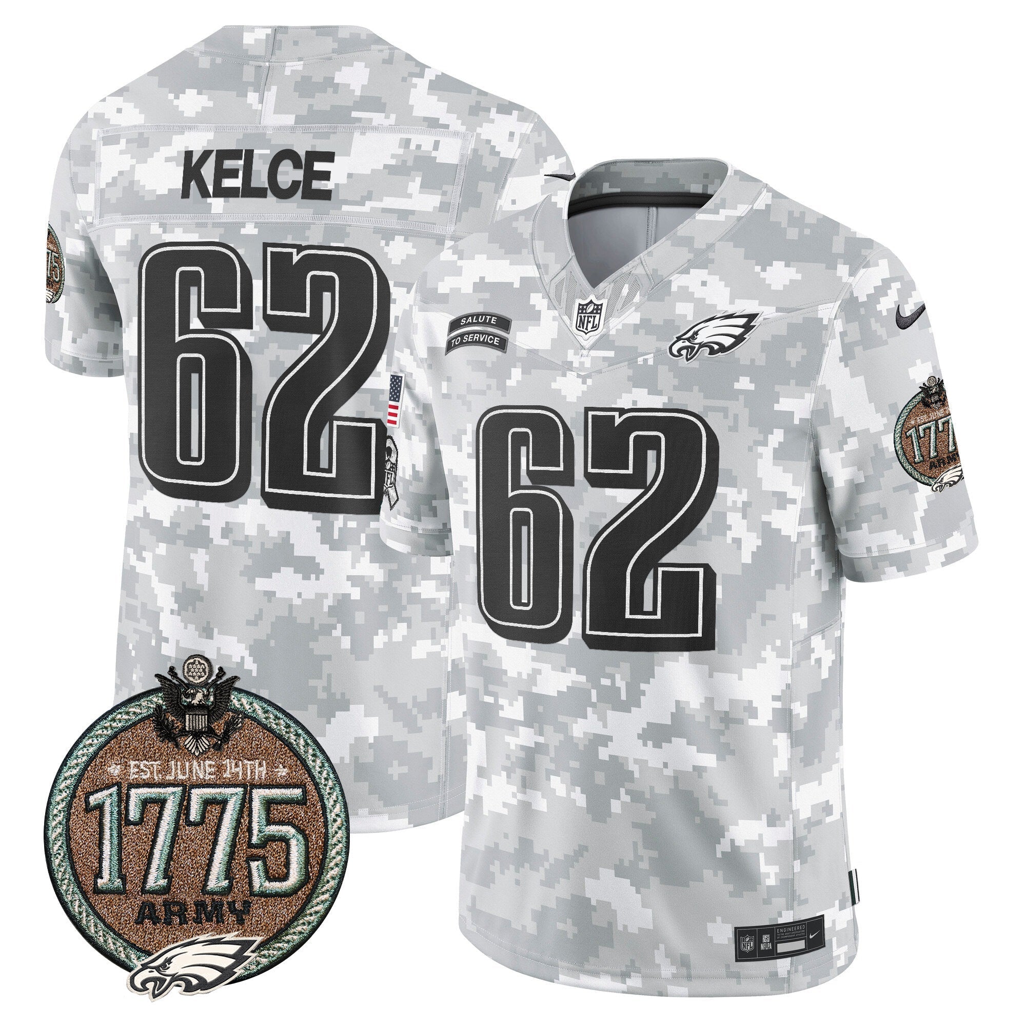 Men's Eagles 2024 Salute to Service Establishment Year Patch Vapor Limited Jersey - All Stitched