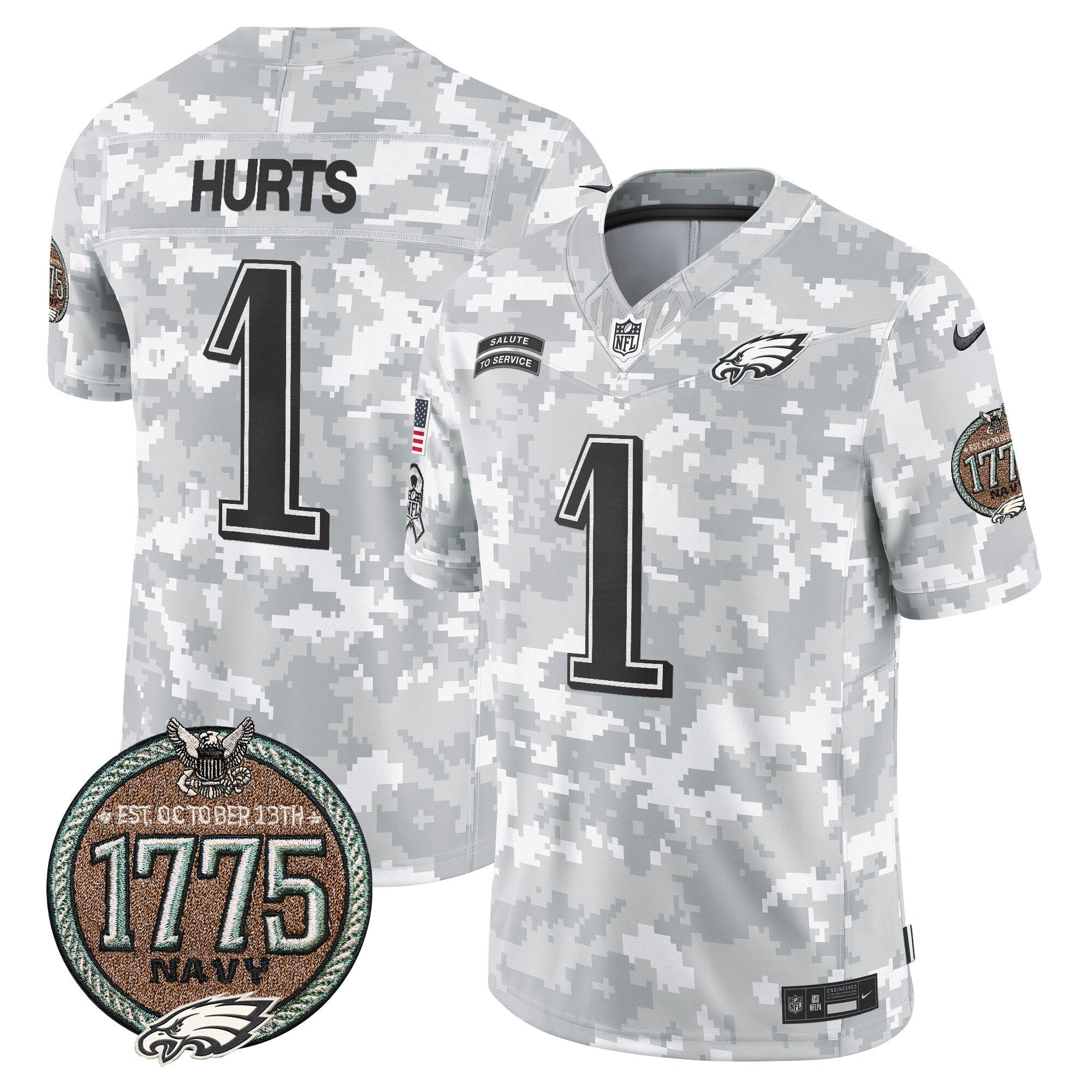 Men's Eagles 2024 Salute to Service Establishment Year Patch Vapor Limited Jersey - All Stitched