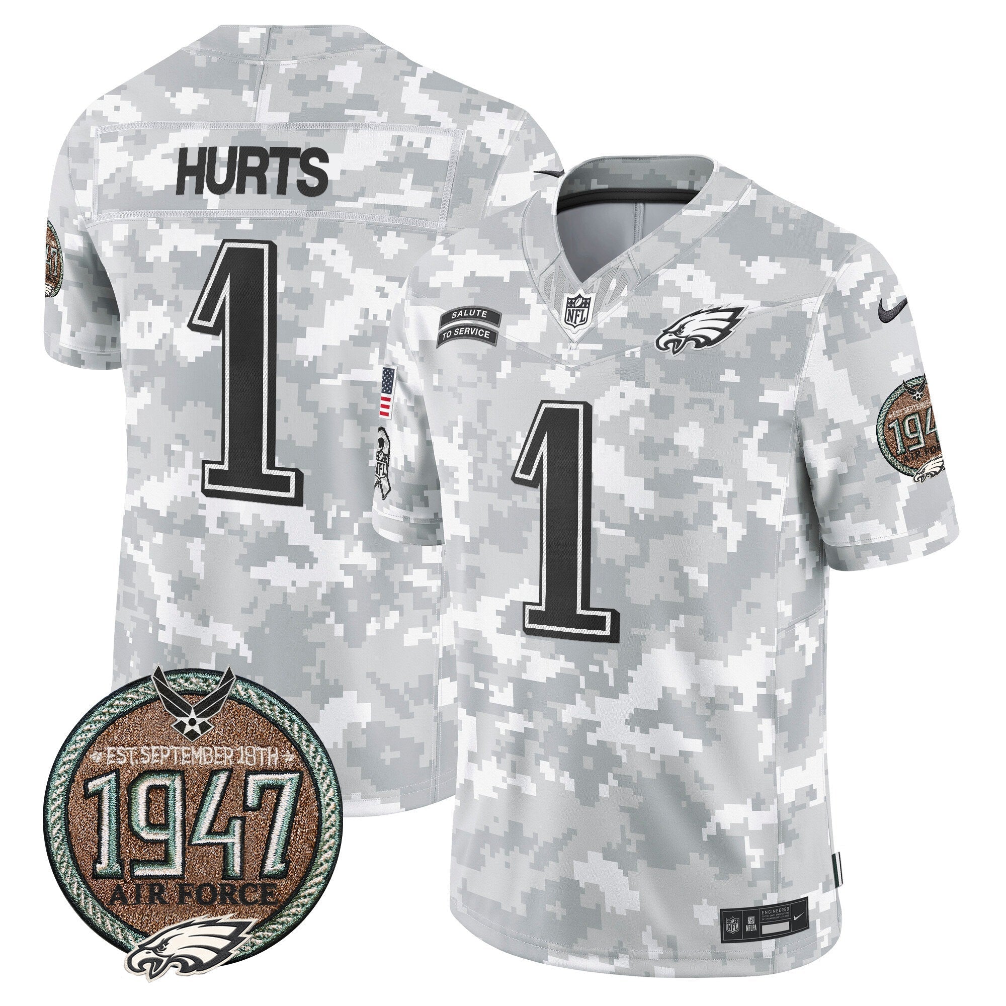 Men's Eagles 2024 Salute to Service Establishment Year Patch Vapor Limited Jersey - All Stitched