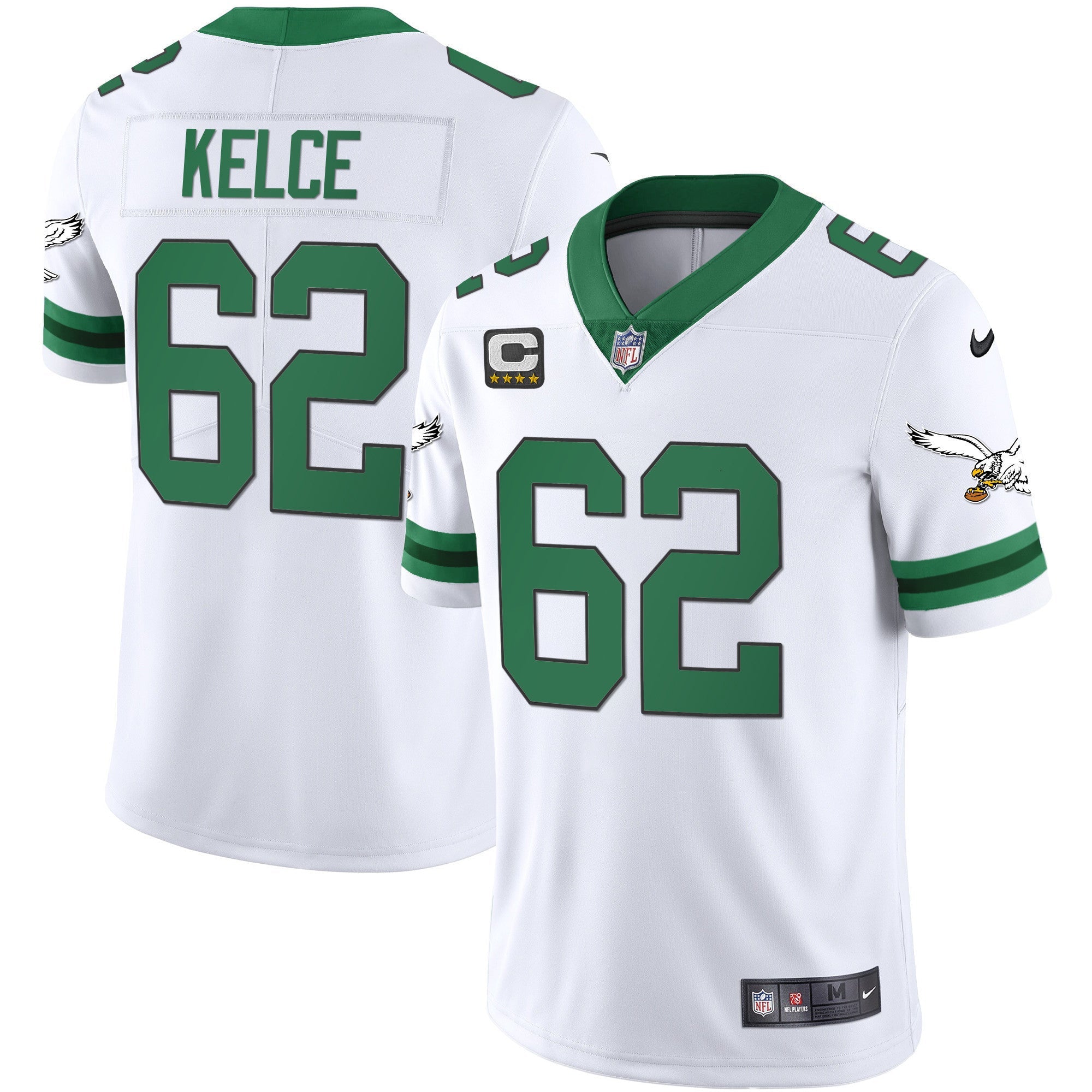 Men's Eagles Gold & Kelly Vapor Throwback Jersey - All Stitched