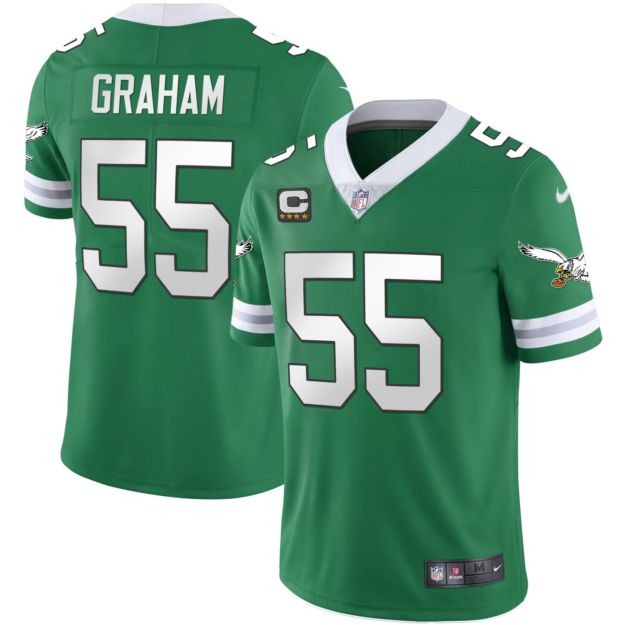 Men's Eagles Gold & Kelly Vapor Throwback Jersey - All Stitched
