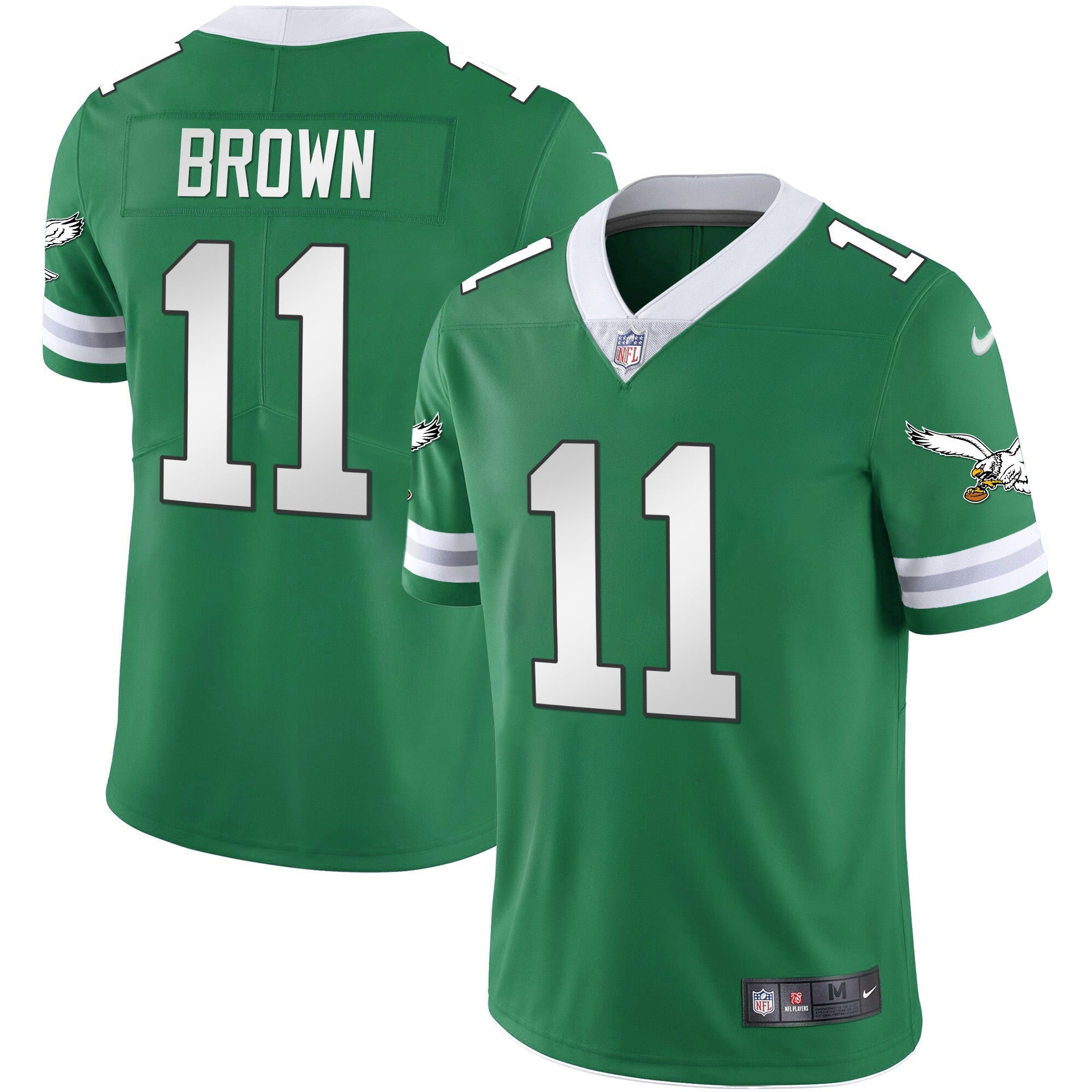 Men's Eagles Gold & Kelly Vapor Throwback Jersey - All Stitched