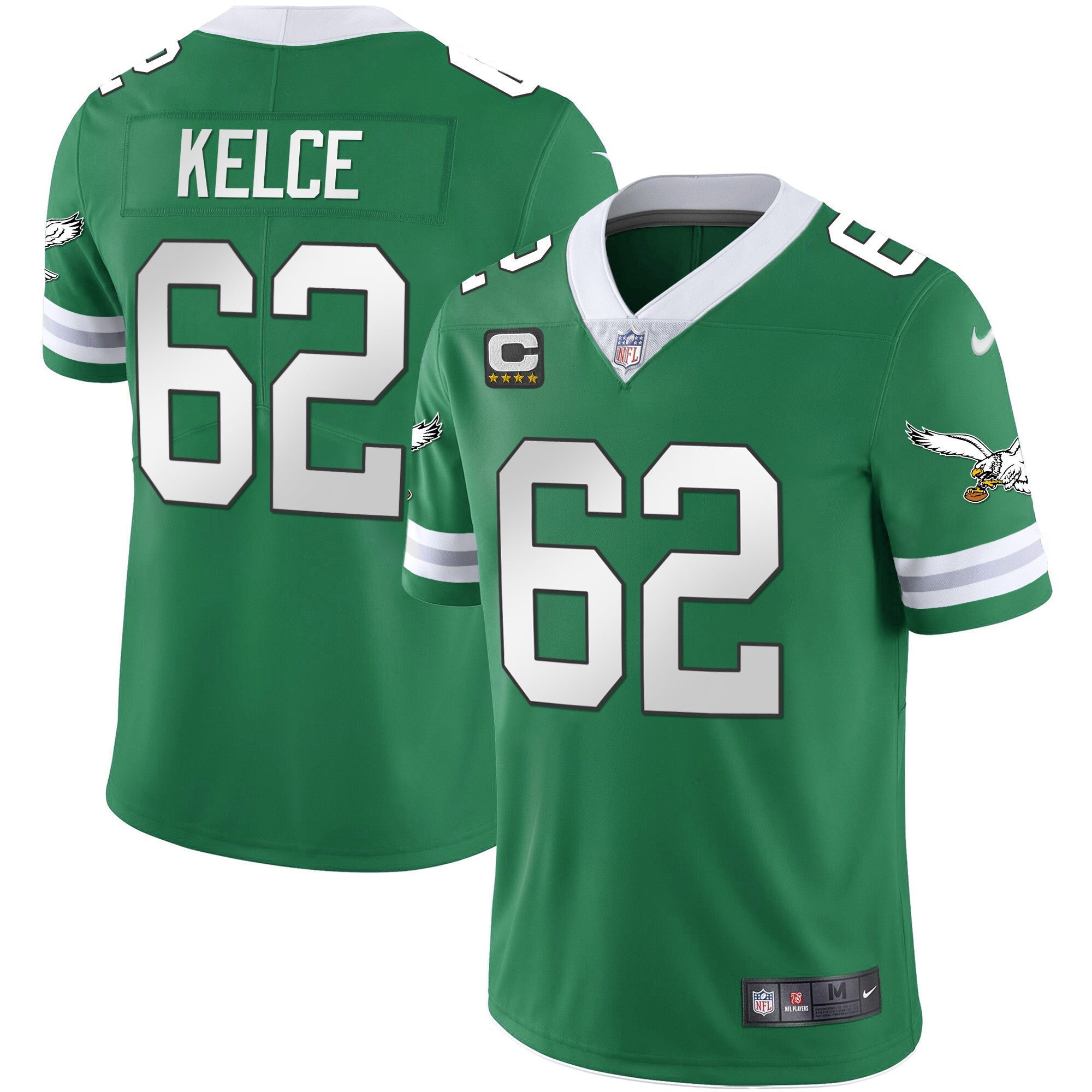 Men's Eagles Gold & Kelly Vapor Throwback Jersey - All Stitched
