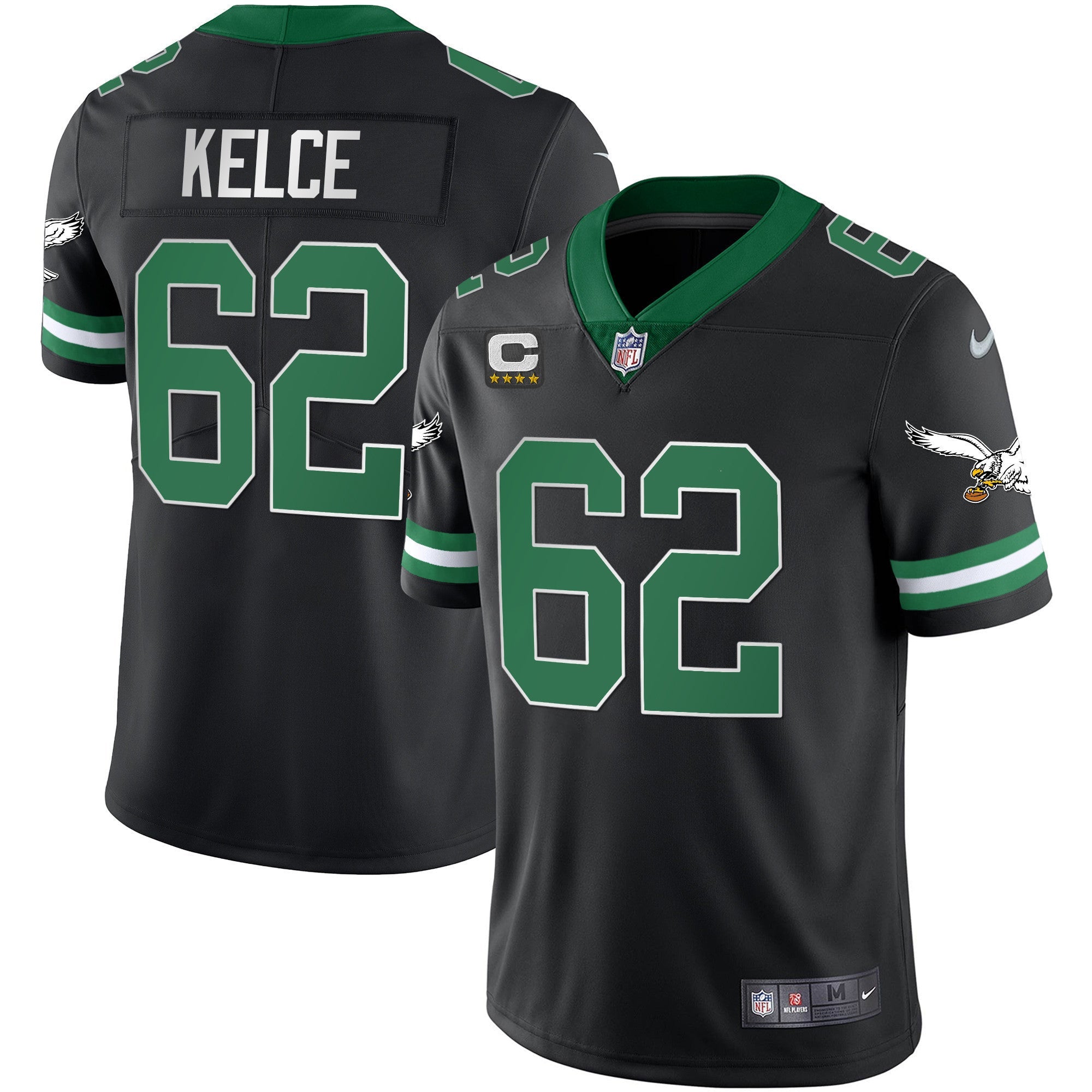 Men's Eagles Gold & Kelly Vapor Throwback Jersey - All Stitched